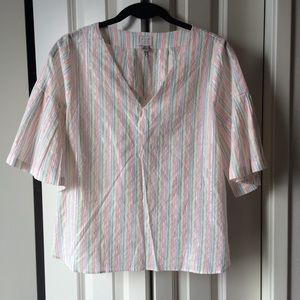 ✨NWT Pastel Striped Multicolor Ruffle Sleeve Top